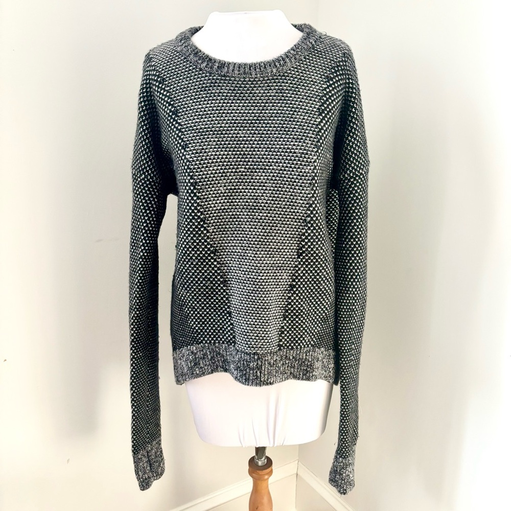 Lululemon Yogi Crew Merino Wool Sweater Black / Heathered Light Grey Size 12